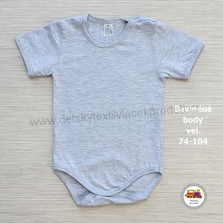 Kojenecké body bavlněné /77/ Světle šedé krátký rukáv vel. 74