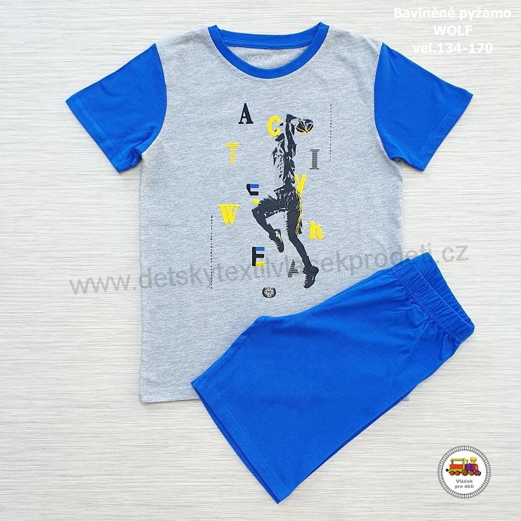 Chlapecké pyžamo letní Wolf S2366 Active wear šedomodré vel.134