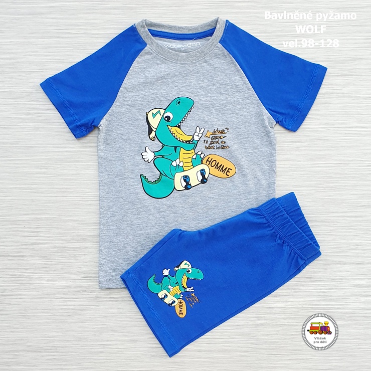 Chlapecké pyžamo letní Wolf S2363 Dino šedomodrý vel.104
