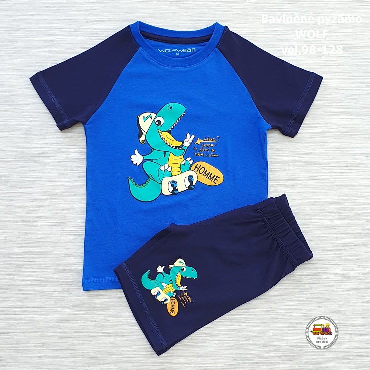 Chlapecké pyžamo letní Wolf S2363 Dino modrý vel. 98