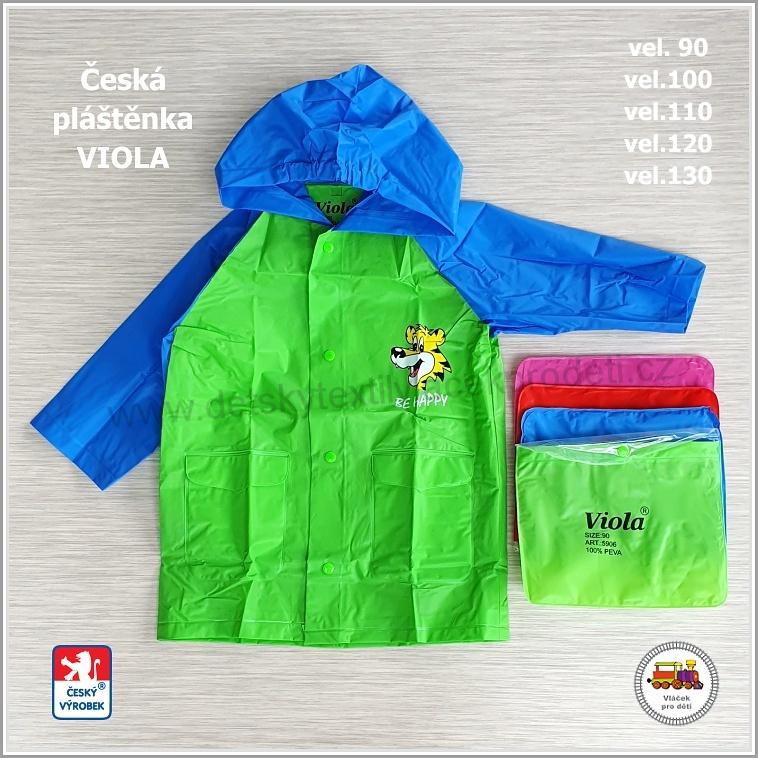 Dětská pláštěnka Viola 5907 BE HAPPY zelenomodrá vel.110