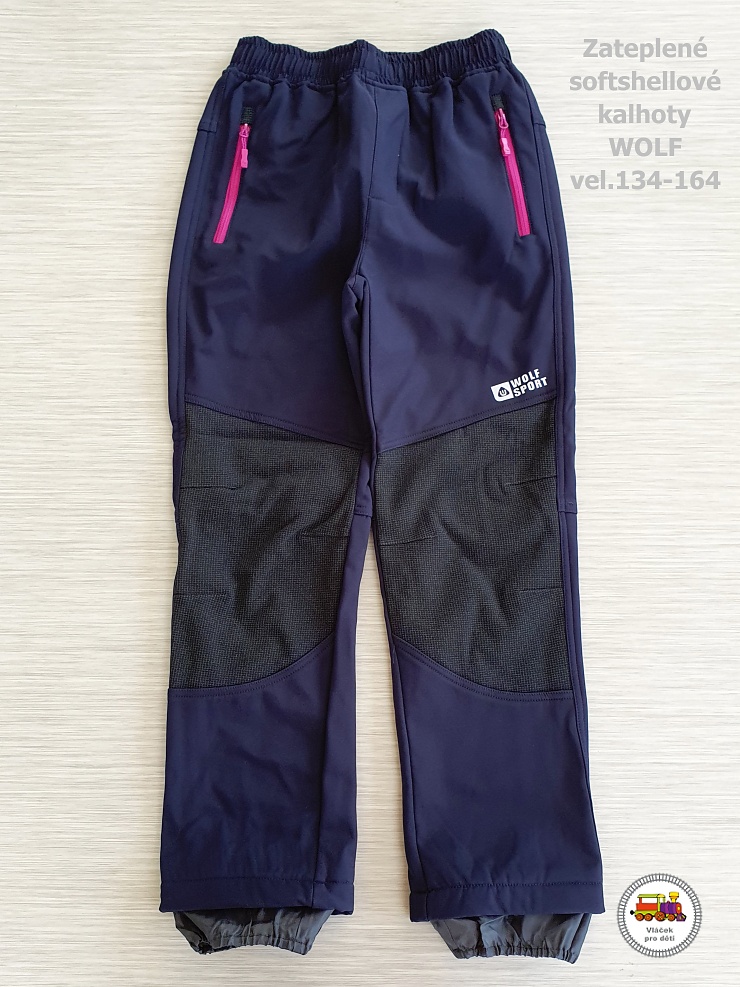 Softshellové kalhoty zateplené Wolf B2397 modré s růžovou vel.146