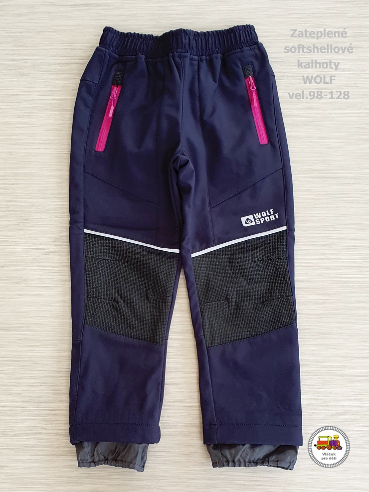 Softshellové kalhoty zateplené Wolf B2396 modré s růžovou vel.122