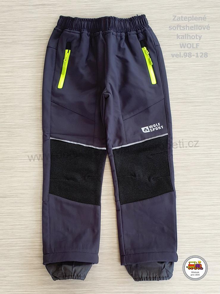 Softshellové kalhoty zateplené Wolf B2396 šedé se žlutou vel. 98