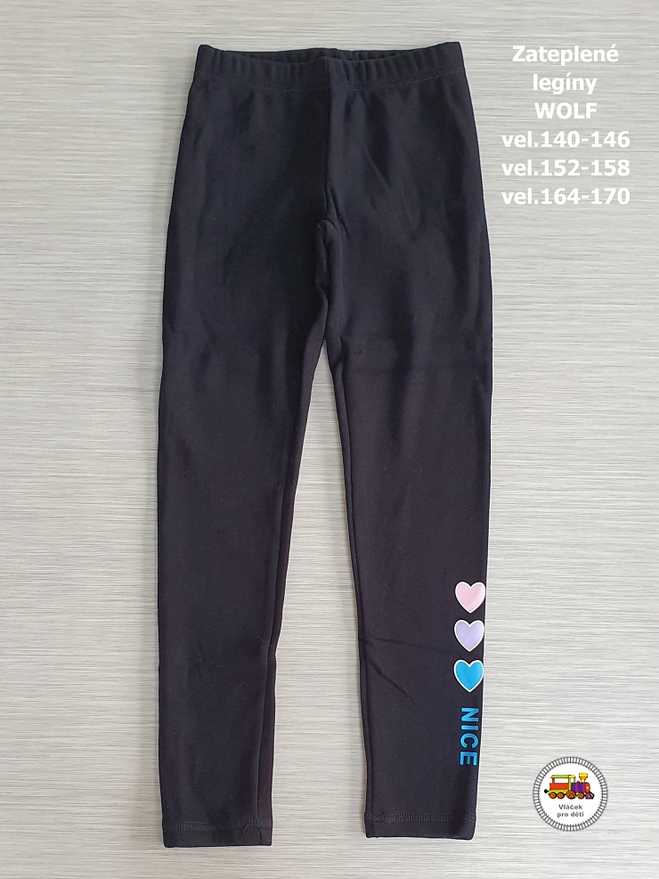 Legíny dívčí zateplené Wolf T2322 NICE černé vel.152-158