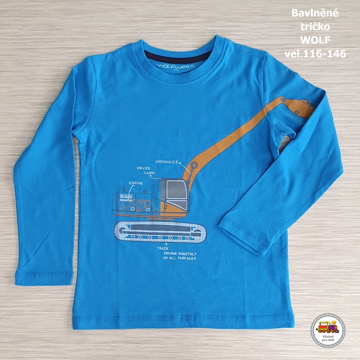 Chlapecké tričko Wolf S2332 Bagr na modré vel.134