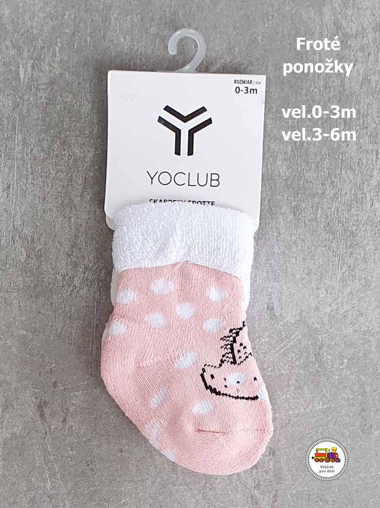 Kojenecké ponožky froté YOCLUB /691/ růžové s jednorožcem vel.0-3měs