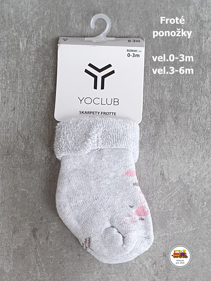Kojenecké ponožky froté YOCLUB /689/ šedé se srdíčky vel.0-3měs