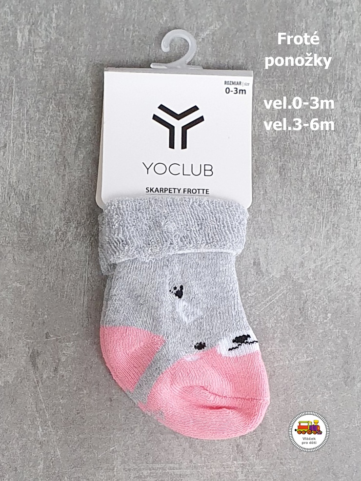 Kojenecké ponožky froté YOCLUB /687/ šedorůžové vel.0-3měs