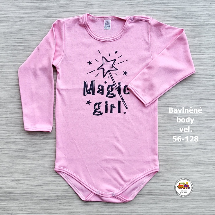 Kojenecké body bavlněné /39/ Růžová MAGIC GIRL vel.122