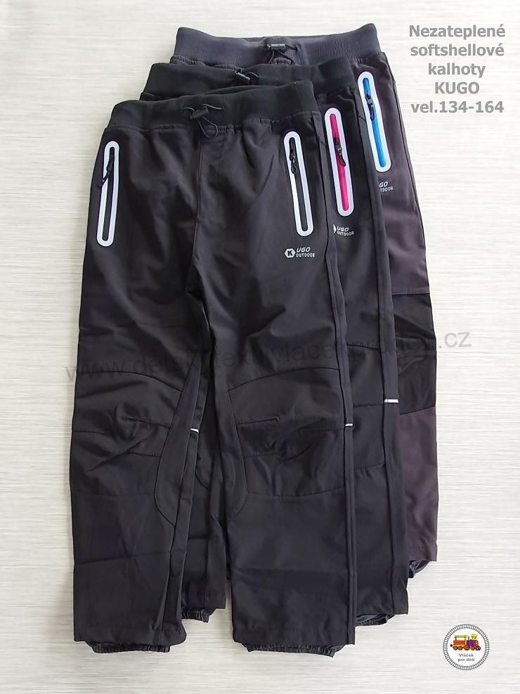 Kalhoty softshellové nezateplené Kugo HK1981-200Q černé s růžovou vel.158