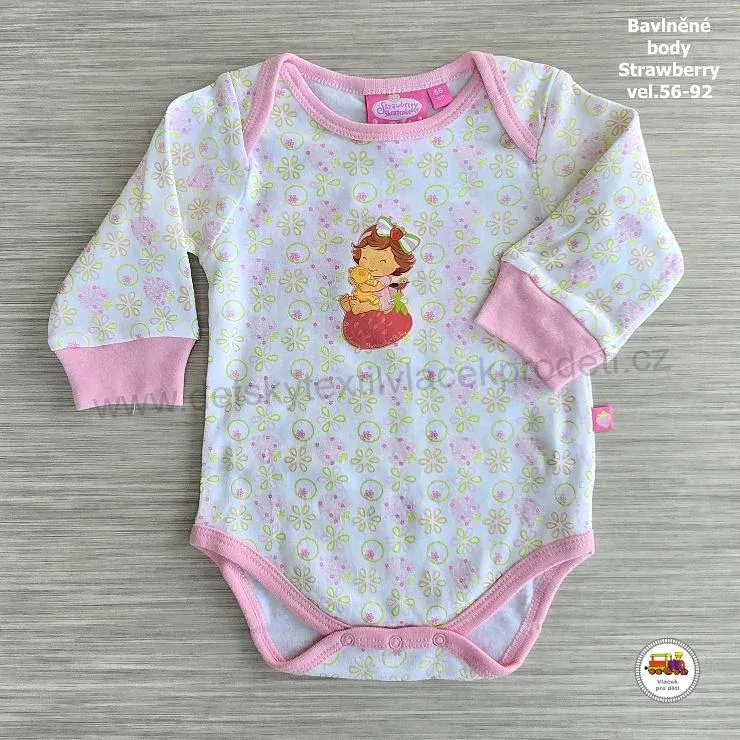 Kojenecké body bavlněné /28/ Jahůdka - Strawberry vel. 56