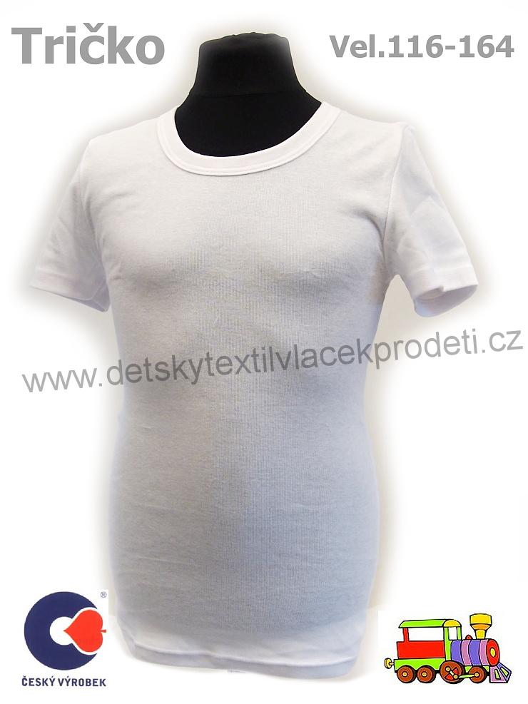 Chlapecký/dívčí nátělník bílý krátký rukáv Hektorek vel.122 (skutečná 110-116)