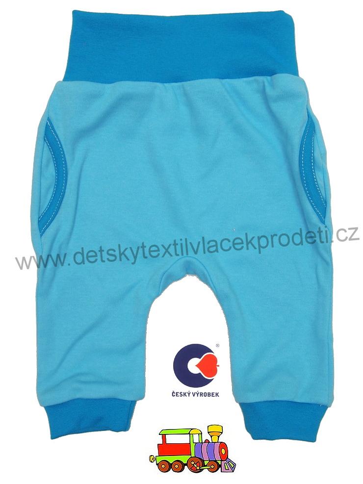 Kojenecké polodupačky, tepláčky, světle tyrkysové vel.62