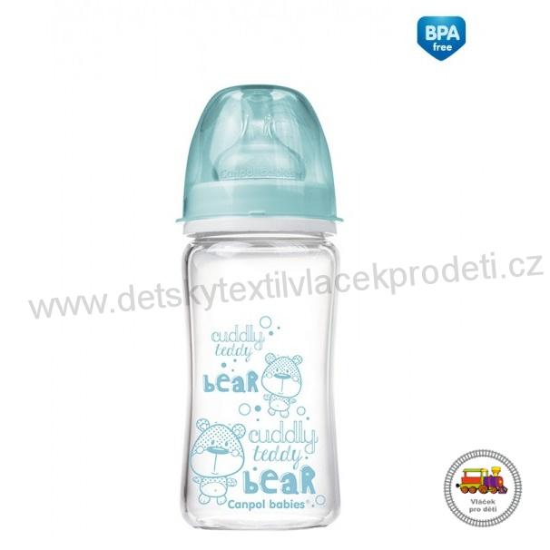 Lahev FOREST FRIENDS EasyStart PURE glass 240 ml modrá