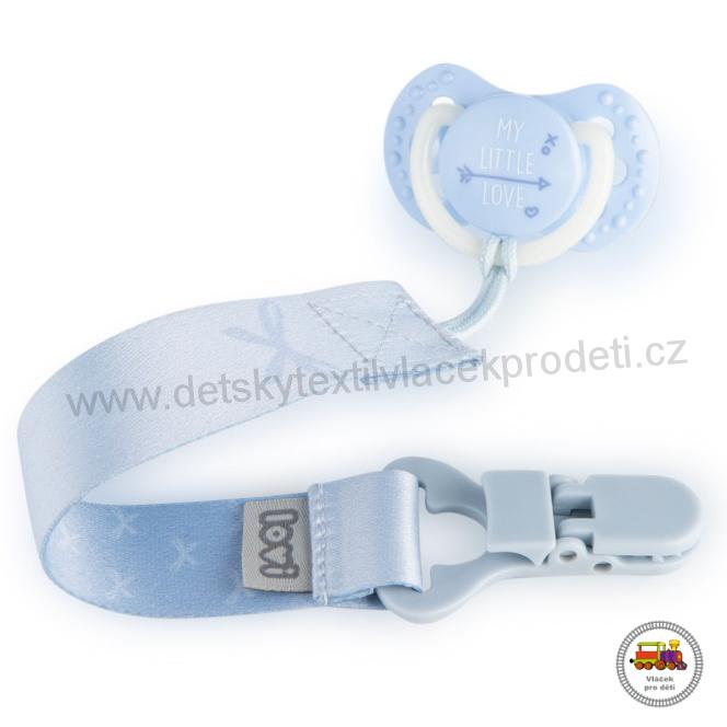 Stužka na dudlík s klipem LOVI BABY SHOWER modrá 51/020