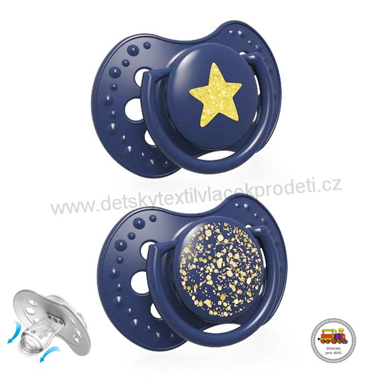 Dudlík silikonový dynamický Stardust 6-18m 2ks 22/894 BLUE