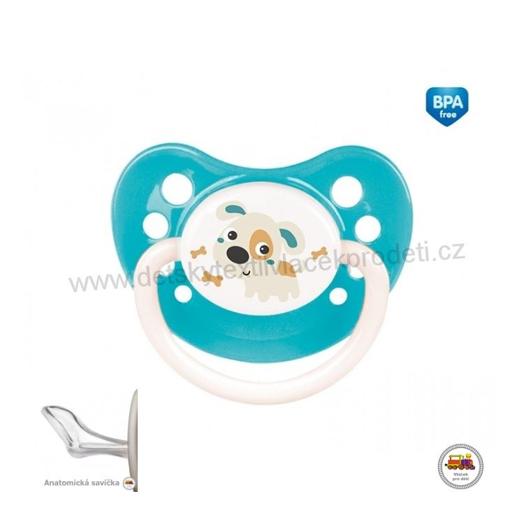 Dudlík 0-6m silikonový anatomický BUNNY & COMPANY 23/271 tyrkysový pejsek