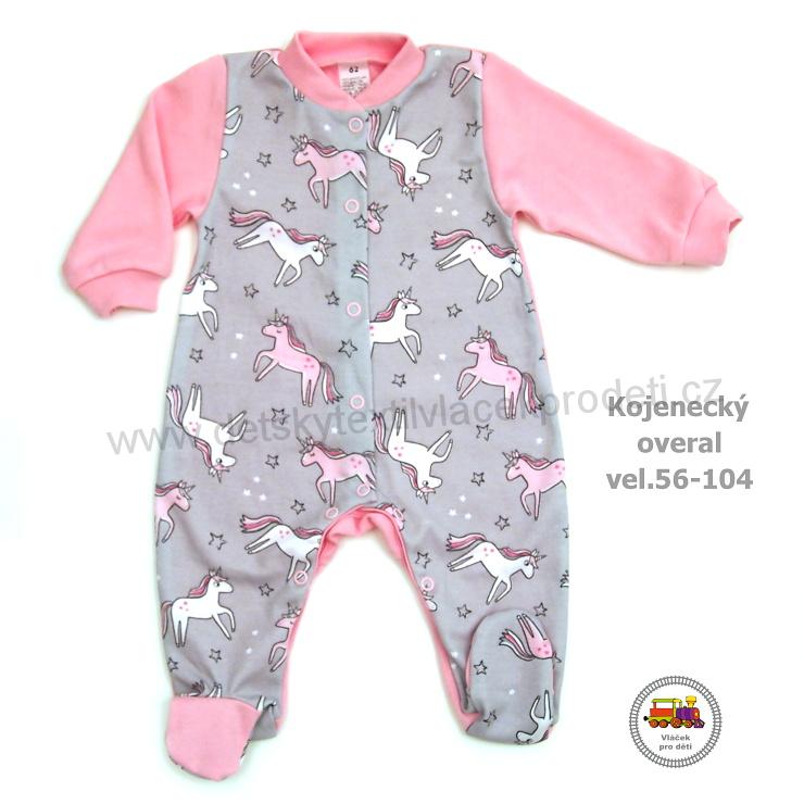 Kojenecký/dětský overal bavlněný /864/ Unicorn růžový vel. 80