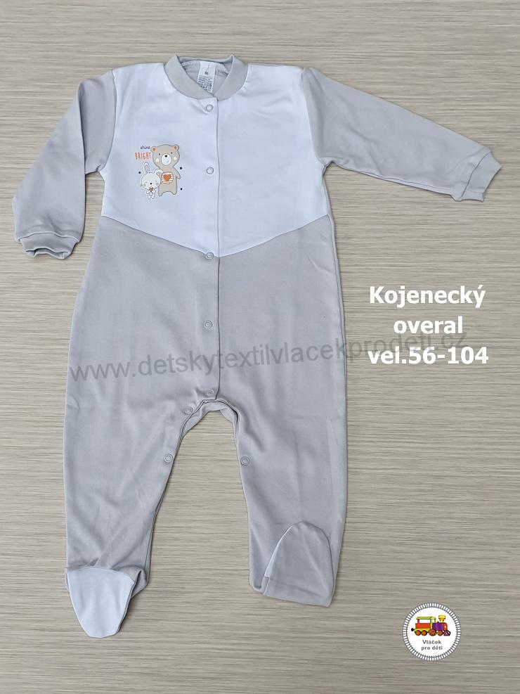 Kojenecký/dětský overal bavlněný /857/ Medvídek na šedé vel. 86