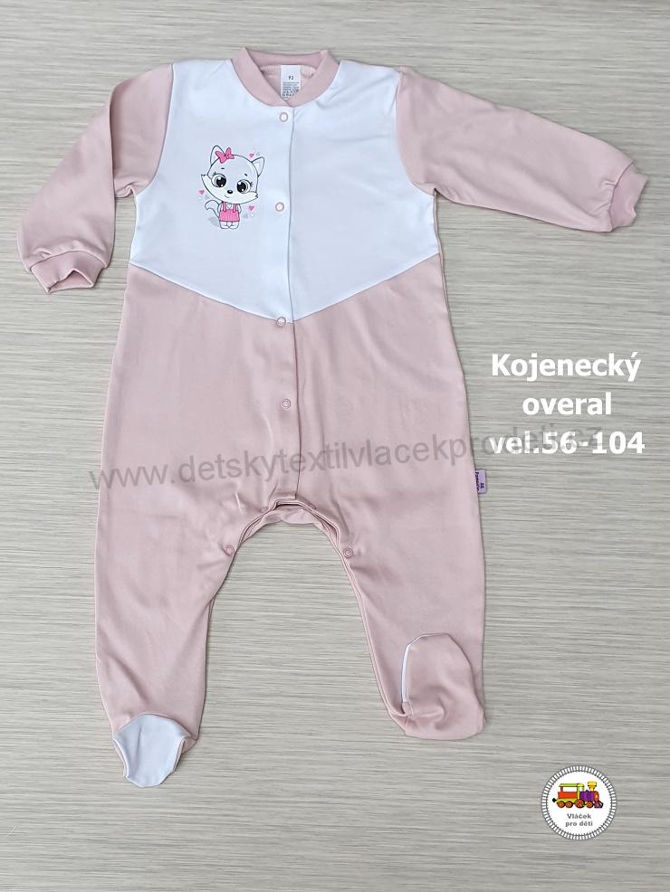 Kojenecký/dětský overal bavlněný /823/ Kočička na starorůžové vel. 92