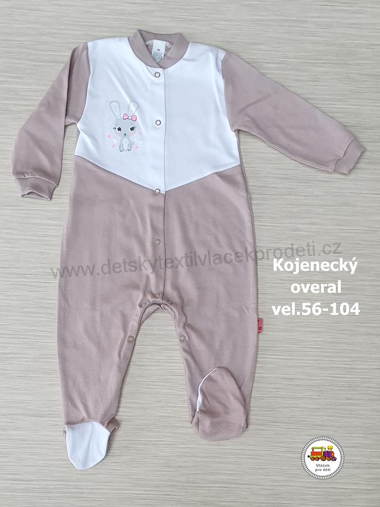 Kojenecký/dětský overal bavlněný /808/ Zajíček na béžové vel. 86