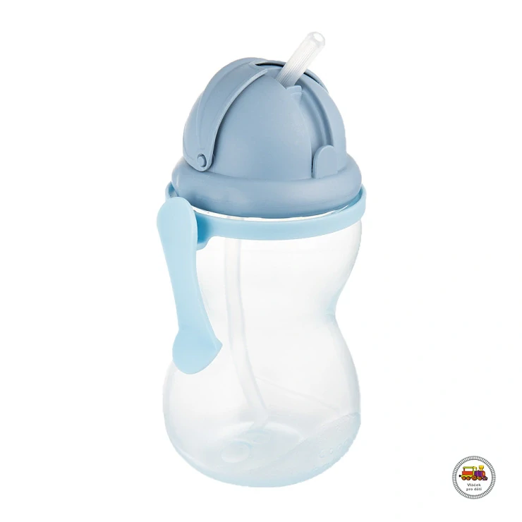 Lahev sportovní se slámkou 370ml modrá 56/113