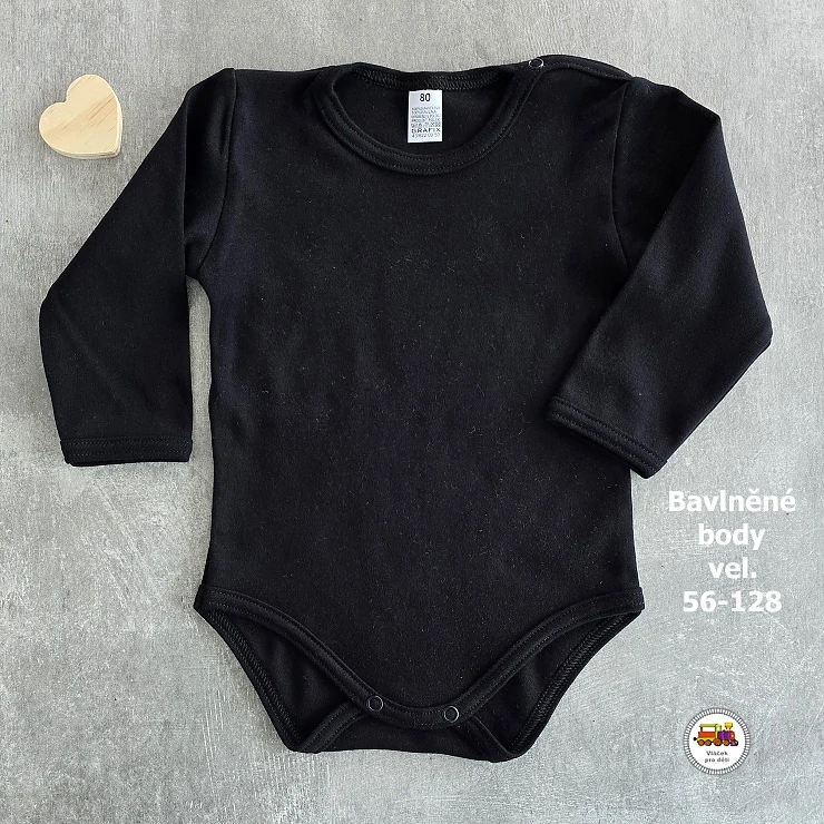 Kojenecké body bavlněné /9675/ Jednobarevné černé vel.110