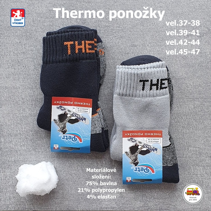 NOVINKA-Thermo ponožky české Petr šedé vel.37-38, 39-41, 42-44, 45-47