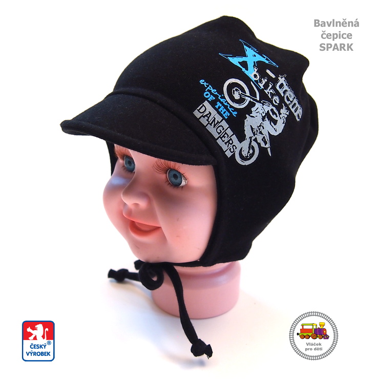 Chlapecká bavlněná čepice Spark č.975 černá vel.M (6měs-1rok)