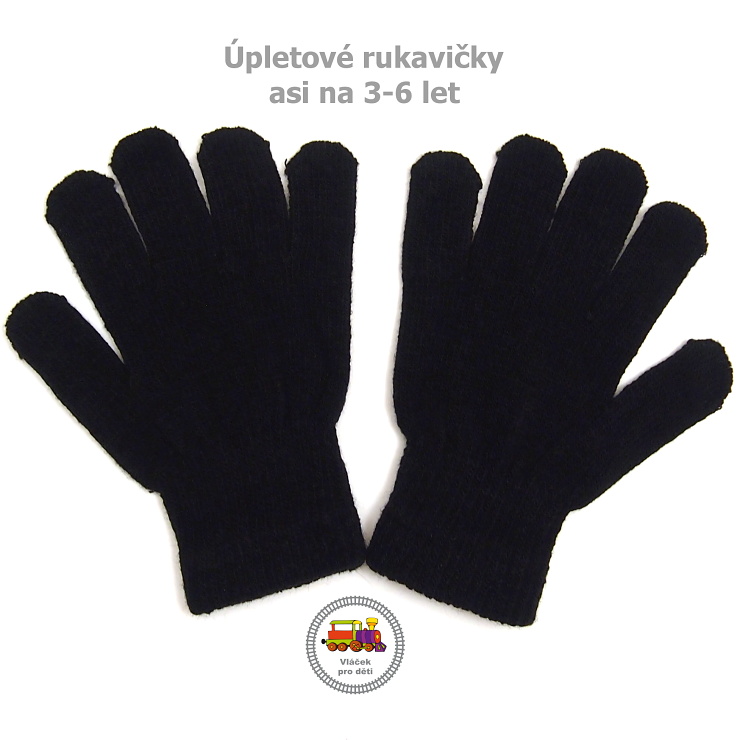 Rukavice prstové úpletové /864/ černé 3-6 lety