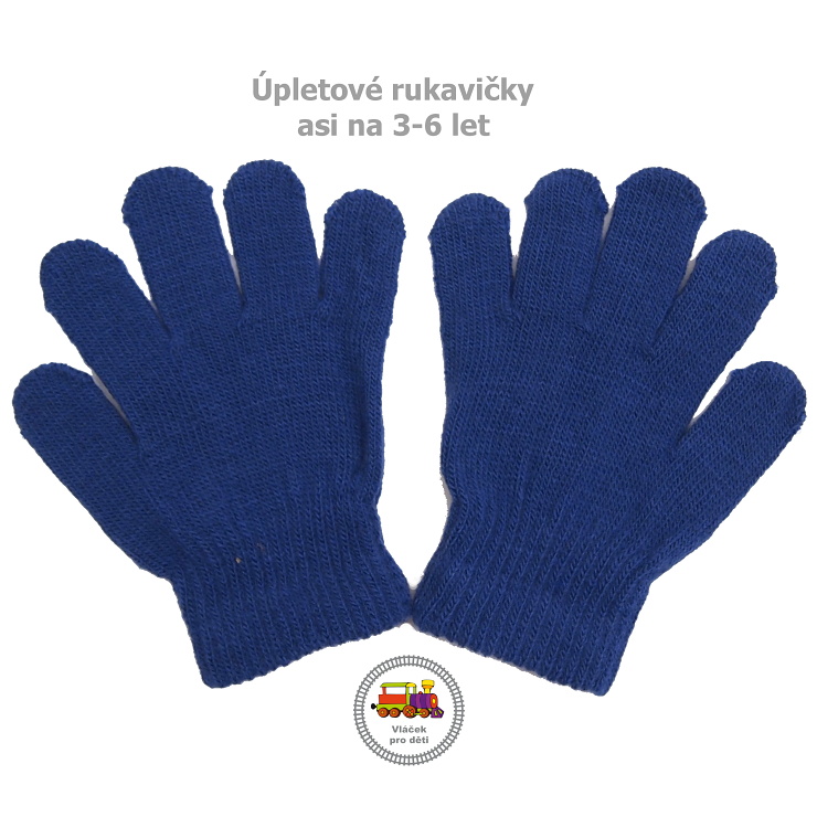 Rukavice prstové úpletové /861/ modré 3-6 let