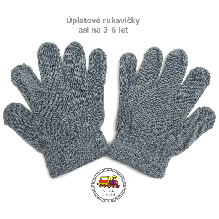 Rukavice prstové úpletové /857/ středně šedé 3-6 let