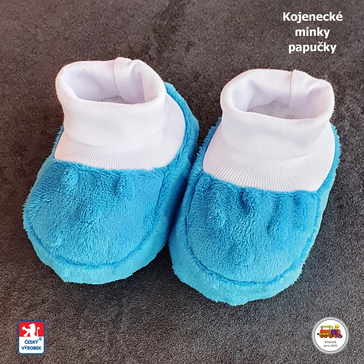 Kojenecké papučky MINKY tyrkysové