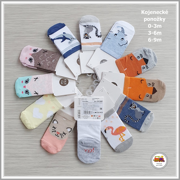 NOVINKA-Kojenecké ponožky YO obrázkové vel.0-3měs, 3-6měs, 6-9měs
