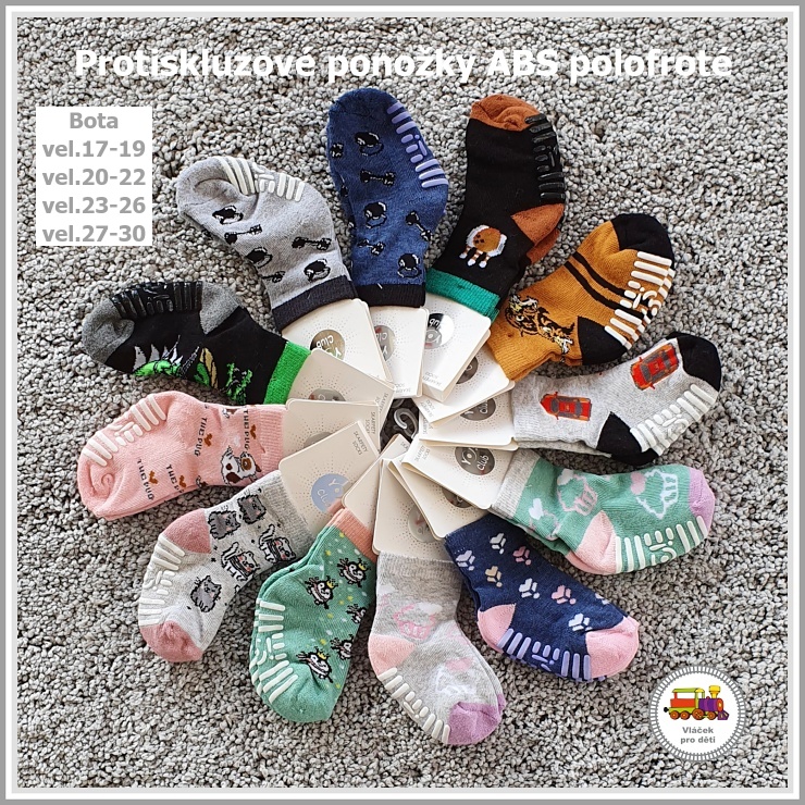 NOVINKA-Dětské ponožky YO protiskluzové ABS polofroté vel.17-19, 20-22, 23-26, 27-30