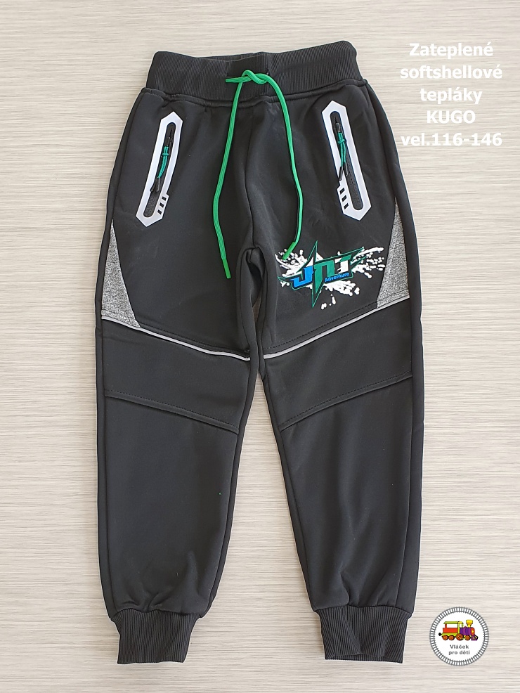 Softshellové tepláky/kalhoty zateplené Kugo GK-8638 černé vel.146