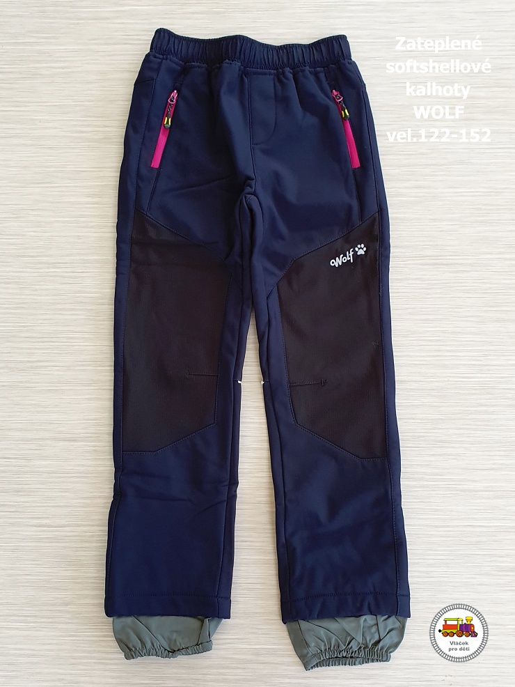 Softshellové kalhoty zateplené Wolf B2395 modré s růžovou vel.152