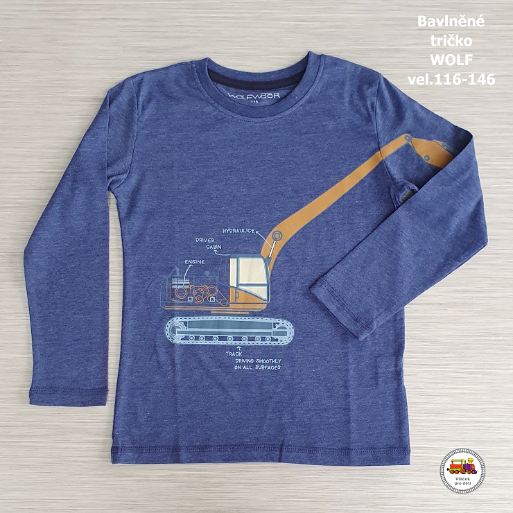 Chlapecké tričko Wolf S2332 Bagr na jeans vel.146