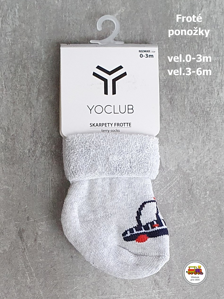 Kojenecké ponožky froté YOCLUB /708/ šedé se sanitkou vel.3-6měs