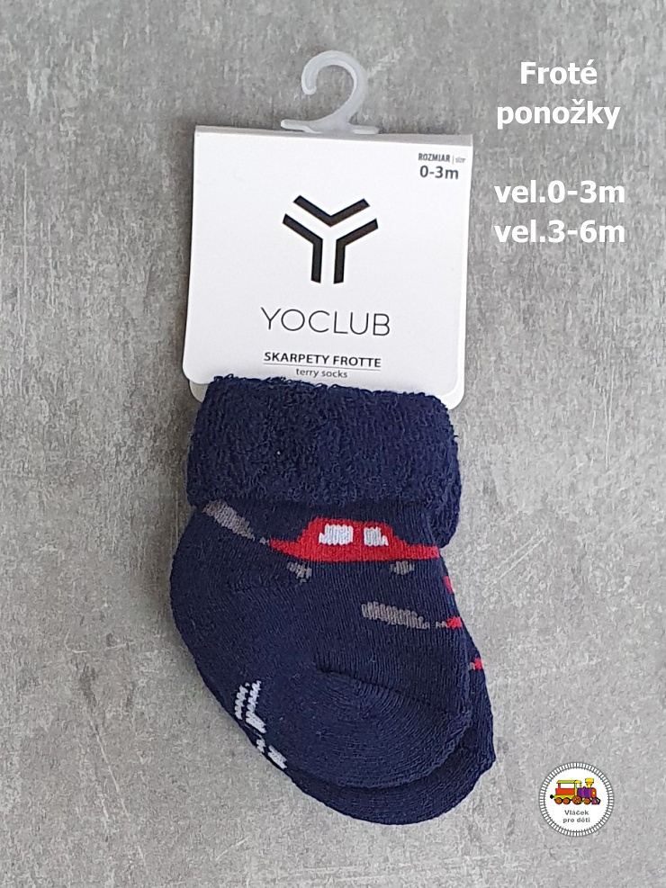 Kojenecké ponožky froté YOCLUB /702/ tmavé s autíčky vel.3-6měs