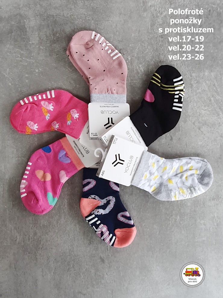 NOVINKA-Dětské ponožky YO protiskluzové ABS polofroté vel.17-19, 20-22, 23-26