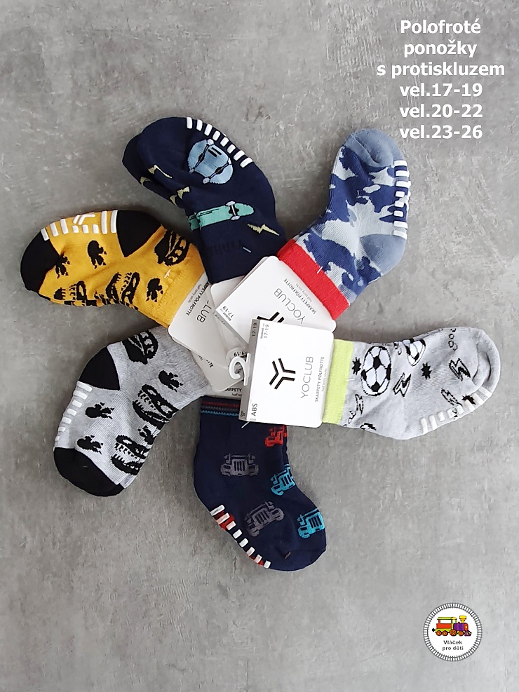 NOVINKA-Dětské ponožky YO protiskluzové ABS polofroté vel.17-19, 20-22, 23-26