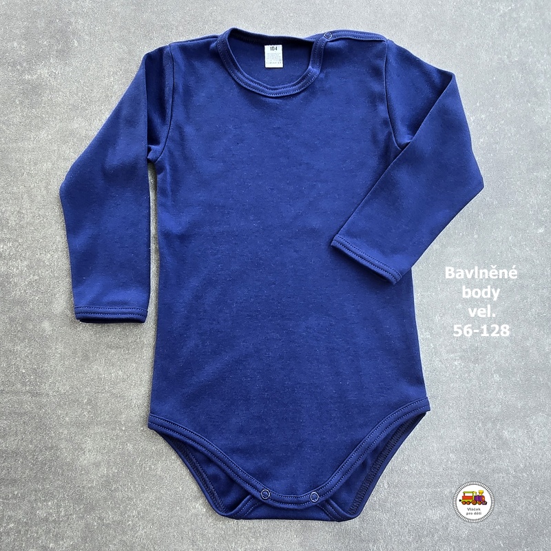 Kojenecké body bavlněné /9566/ Jednobarevné tmavě modré vel.128
