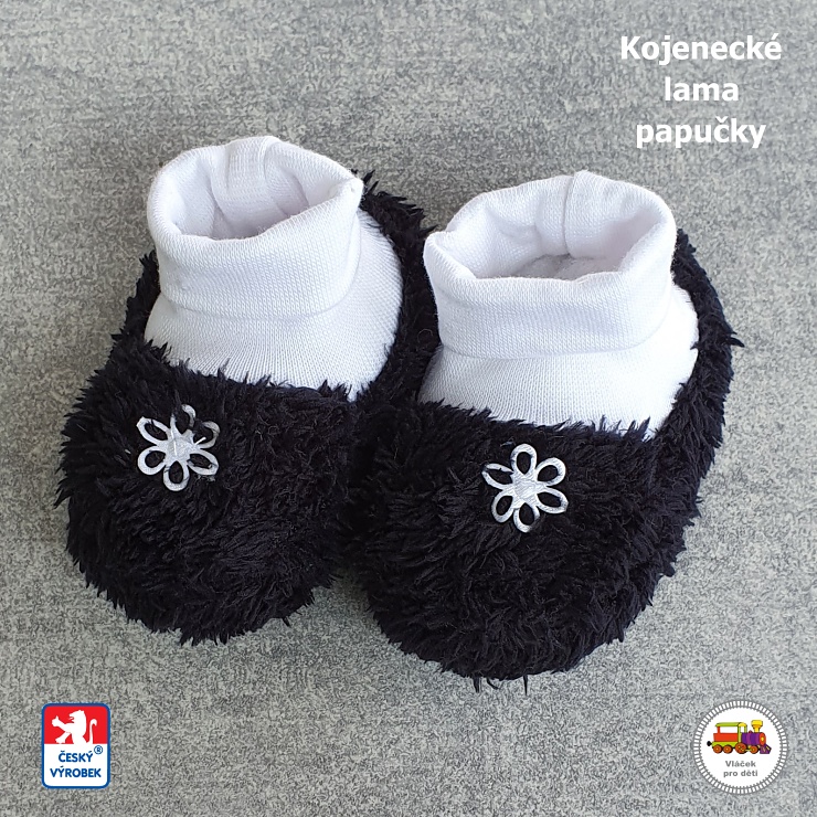 Kojenecké papučky Lama černé