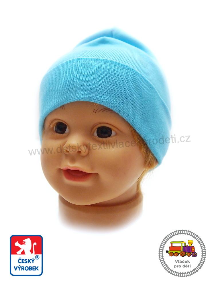 Kojenecká bavlněná čepice Šmoula světlejší tyrkys vel.0