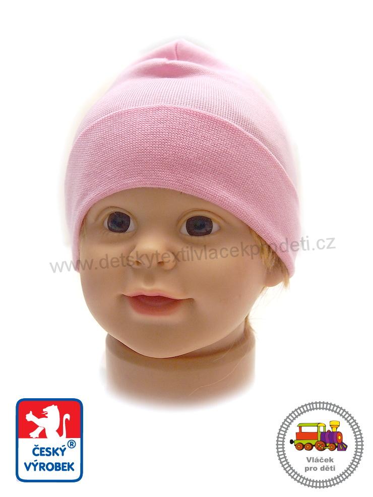 Kojenecká bavlněná čepice Šmoula světle růžová vel.0