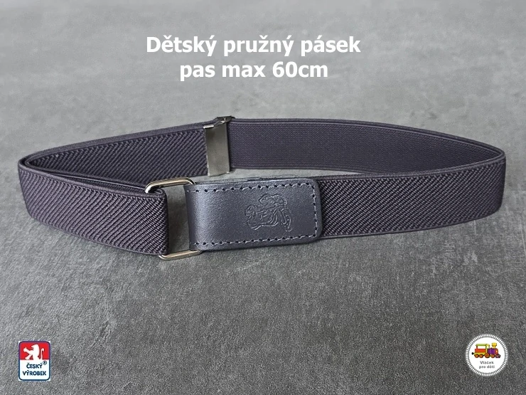 Dětský pásek chlapecký č.9 pružný tmavě šedý s motorkou