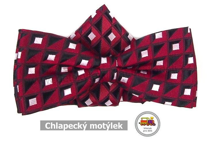 Dětský motýlek chlapecký vínový s kapesníčkem č.22