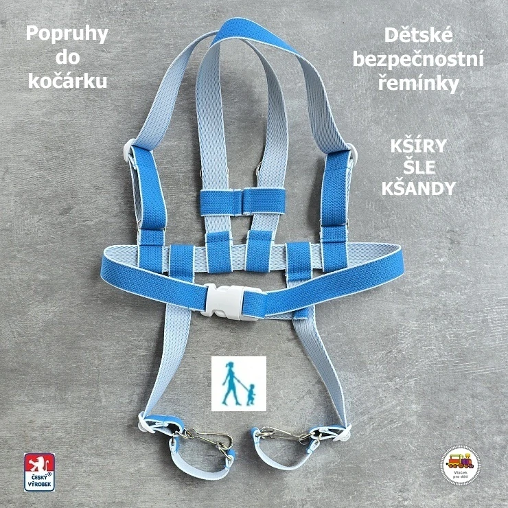 Kšíry, šle, kšandy, bezpečnostní popruhy do kočárku Koka NEW světle modré č.13